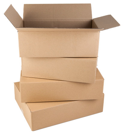 Cardboard boxes isolated on white background. Clipping path included.