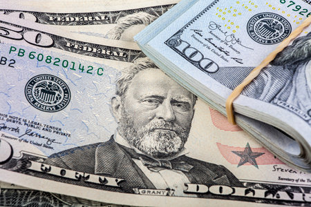 Dollars and dollars close-up. Business and finance concept.