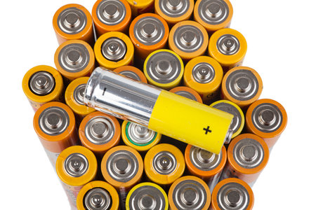 batteries on a white background. close-up, isolateの写真素材