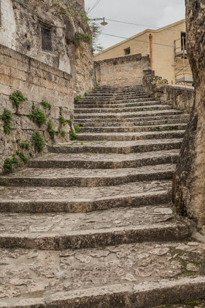 Old stone stairs in the old town of Dubrovnik, Croatiaの写真素材