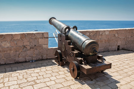 Old cannon in the fortress of Cartagena, Murcia, Spainの写真素材