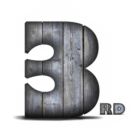 Third Place - Wood Numberの写真素材