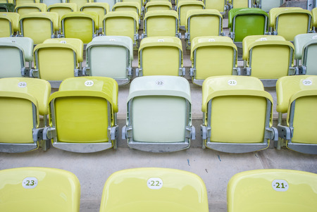 Seats on a football stadiumの写真素材
