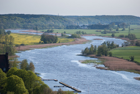 Aerial view of nogat river from malbork castleのeditorial素材