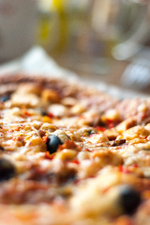 Homemade pizza closeupの写真素材