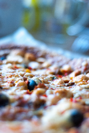 Homemade pizza closeupの写真素材