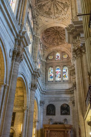 MALAGA, SPAIN - September 16, 2017: Interior view of the cathedral of the Incarnation in Malaga, Spain, Andalusia, on a saturday afternoonのeditorial素材