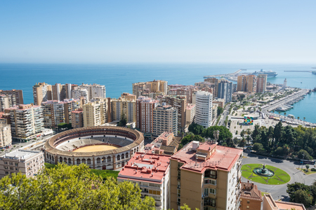Malaga city panorama, as seen form Gibralfaro castleのeditorial素材