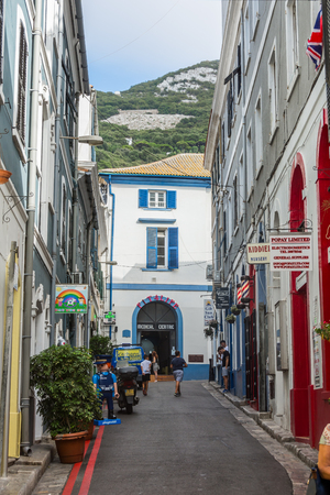 GIBRALTAR - September 13, 2017 - Busy narrow streets of gibraltarのeditorial素材