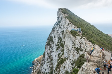 GIBRALTAR - September 13, 2017 - Tourists on top of upper rockのeditorial素材
