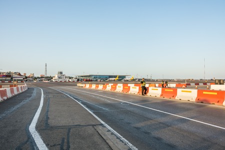 GIBRALTAR - September 13, 2017 - Panorama of Gibraltar airport runway