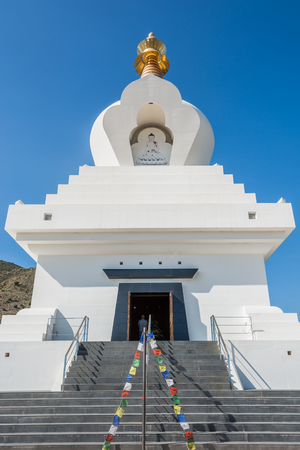 BENALMADENA, SPAIN - Exterior view of a buddhist temple, stupaの写真素材