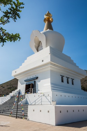 BENALMADENA, SPAIN - Exterior view of a buddhist temple, stupaの写真素材