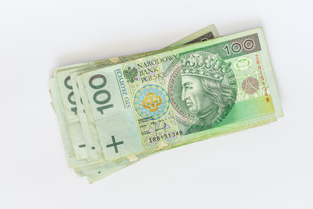 Polish money flat lay shot polski zlotyの写真素材