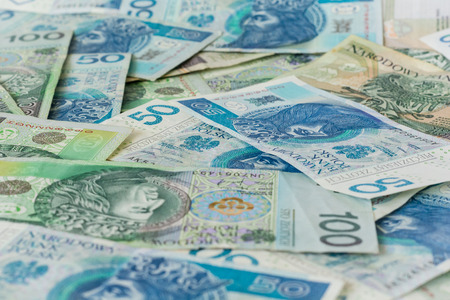 Polish money flat lay shot, 50 zlの写真素材
