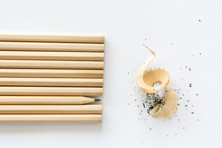 Sharpening wooden pencilsの写真素材