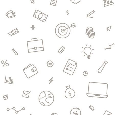 Seamless pattern business and finance. Thin line icons on white background.のイラスト素材