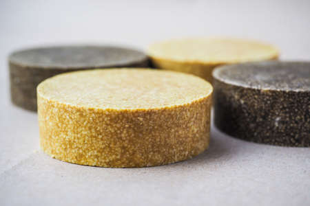 Colorful round solid shampoo bars, zero wasteの写真素材