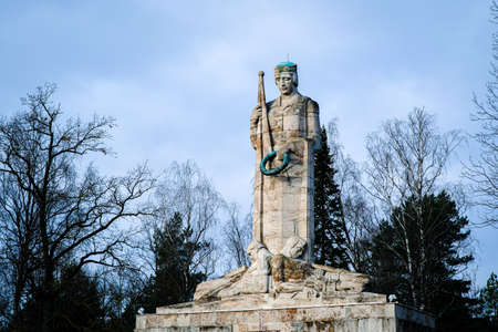 The Brothers Cemetery, a burial ground and national monument for Latvian soldiers killed between 1915 and 1920 in Latvian War of Independence. In Riga, Latvia.BrÄÄ¼u Kapi.の写真素材