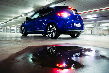 New Car Renault Clio E-TECH 140 HYBRID RS, 2020. Selective focus. High quality photo