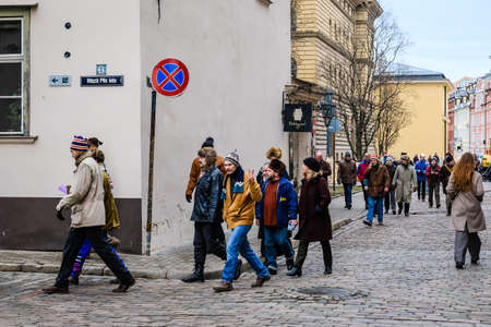 Riga, Latvia: February 28, 2021: Making of latvian directors Viesturs Kairiss movie January, which tells about the events of 1991 in Latvia and so called Barricades. Selective focusのeditorial素材