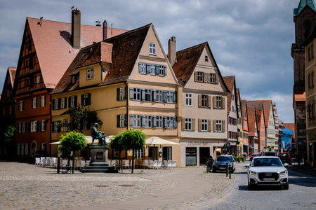 Dinkelsbuhl, Germany - July 2, 2021: Oldtown of Dinkelsbuhl, Bavaria, Germanyのeditorial素材