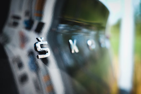 Madona, Latvia - July 20, 2021: New Skoda Enyaq IV, a SUV electric car. Defocusedのeditorial素材