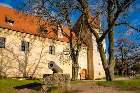 Bauska, Latvia - October 23, 2021: Historic Bauska castle in Latvia up in the hill in sunny autumn day. Selective focusのeditorial素材