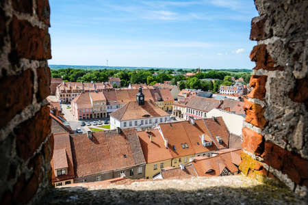 Reszel, Poland - June 12, 2022: Castle and the Church of the Holy Apostles Peter and Paul in historic town Reszel, Polandのeditorial素材