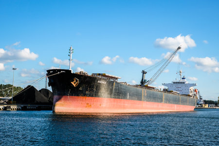 Gdansk, Poland - June 14, 2022: Gdansk port and shipyard. Cranes and ships at the famous shipyard of Gdansk, Poland. Defocused.のeditorial素材
