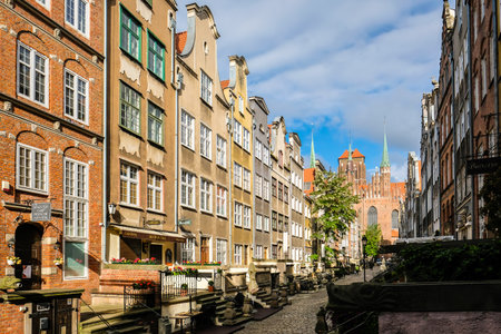 Gdansk, Poland - June 12, 2022: Large old port city Gdansk on the Baltic Sea, the oldtown district with touristsのeditorial素材