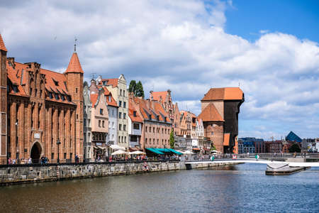Gdansk, Poland - June 12, 2022: Large old port city Gdansk on the Baltic Sea, the oldtown district with touristsのeditorial素材