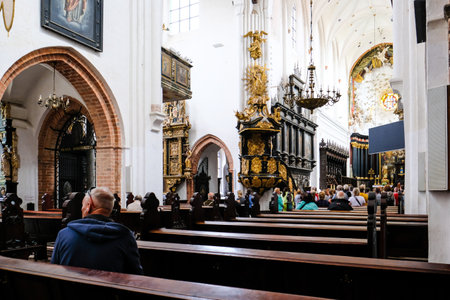 Gdansk, Poland - June 16, 2022: Interior of the Oliwa Cathedral, located in Oliwa park of Gdansk. Selective focusのeditorial素材
