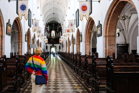 Gdansk, Poland - June 16, 2022: Interior of the Oliwa Cathedral, located in Oliwa park of Gdansk. Selective focusのeditorial素材