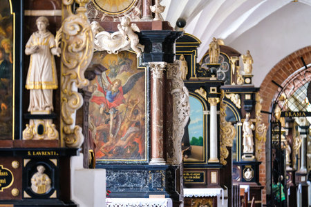 Gdansk, Poland - June 16, 2022: Interior of the Oliwa Cathedral, located in Oliwa park of Gdansk. Selective focusのeditorial素材