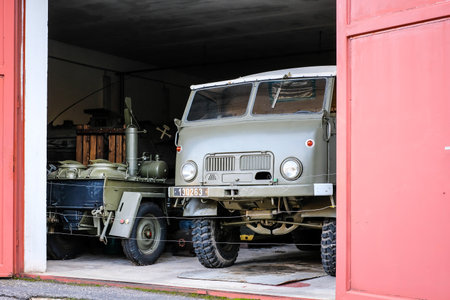 Orlicke Hory, Czech Republic - October 18, 2022: Artillery fortress and bunker Hanicka in Orlicke...