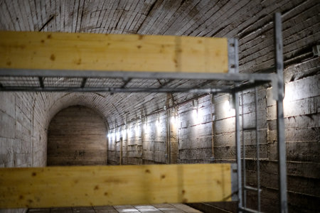 Nachod, Czech Republic - October 18, 2022: Artillery fortress and bunker Dobrosov, built in year 1938-39. Bunker, museum and underground. Czech Republic. Defocusedのeditorial素材