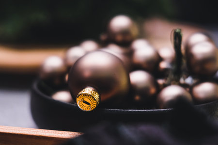 Christmas decorations and lights in a cozy home. Christmas spirit. Defocusedの写真素材