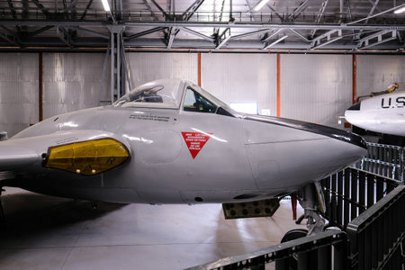 Prague, Czech Republic - October 19: Exposition of military equipment and aircraft in Air Museum Kbely. Prague, Czech Republic. Defocusedのeditorial素材