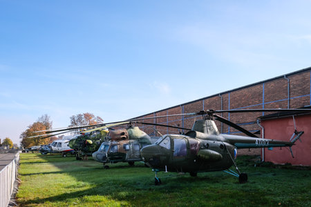 Prague, Czech Republic - October 19: Exposition of military equipment and aircraft in Air Museum Kbely. Prague, Czech Republic. Defocusedのeditorial素材