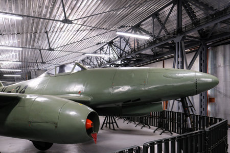Prague, Czech Republic - October 19: Exposition of military equipment and aircraft in Air Museum Kbely. Prague, Czech Republic. Defocusedのeditorial素材