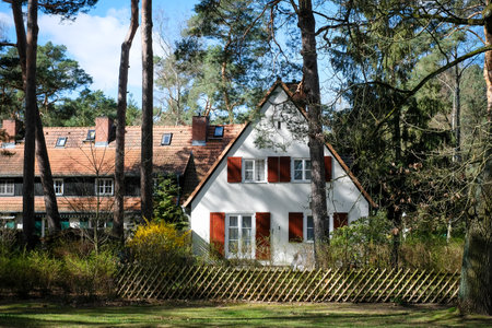 Berlin, Germany - April 4, 2023: Housiong for SS members and their families, Waldsiedlung built in the 1930s, Krumme Lanke, Berlinのeditorial素材