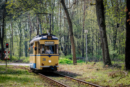 Berlin, Germany - April 21, 2023: Historic Woltersdorf Tramway in Woltersdorf, Brandenburg, near Berlin, Germanyのeditorial素材