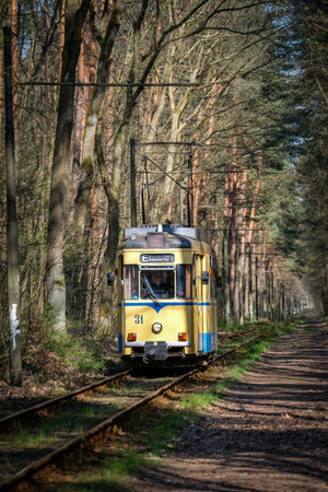 Berlin, Germany - April 21, 2023: Historic Woltersdorf Tramway in Woltersdorf, Brandenburg, near Berlin, Germanyのeditorial素材