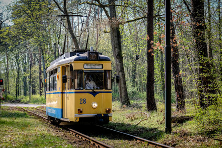 Berlin, Germany - April 21, 2023: Historic Woltersdorf Tramway in Woltersdorf, Brandenburg, near Berlin, Germanyのeditorial素材