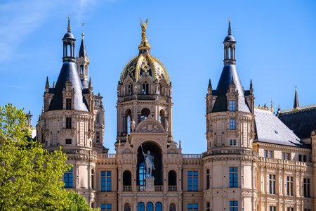 Wismar, Germany - May 8, 2023: Scenic summer outdoor view of the Old Port pier town architecture with ships and boats in Wismar, Germanyのeditorial素材