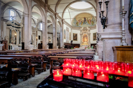 Belluno, Italy - June 9, 2023: Interior views of Minor Basilica of San Martino in Belluno, Italyのeditorial素材