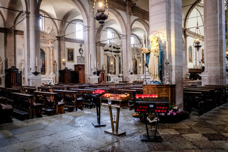 Belluno, Italy - June 9, 2023: Interior views of Minor Basilica of San Martino in Belluno, Italyのeditorial素材
