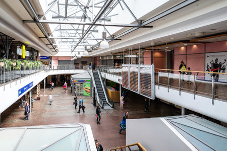 Riga, Latvia - July 19, 2023: The Riga central railway station interior. Riga, Latviaのeditorial素材