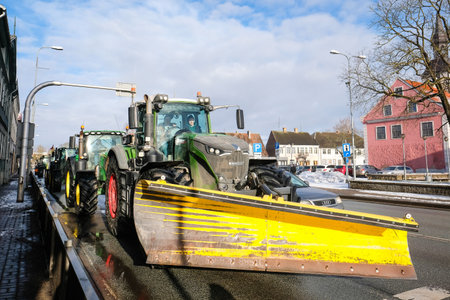 Bauska, Latvia - February 5, 2024: Farmers protests in the Latvian city of Bauska. Farmers block...